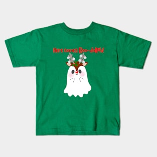 Here Comes Boo-Dolph (Rudolph) Holiday Winter Ghost Kids T-Shirt